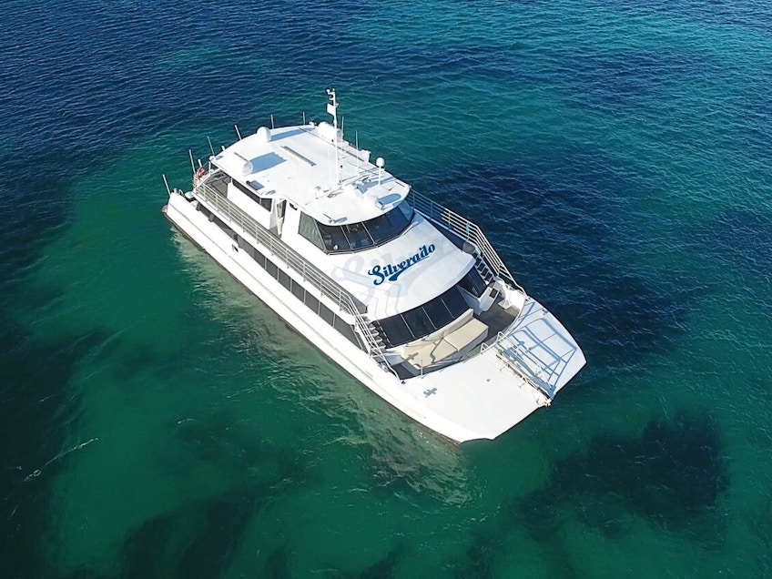 Perth luxury yacht hire Silverado from above