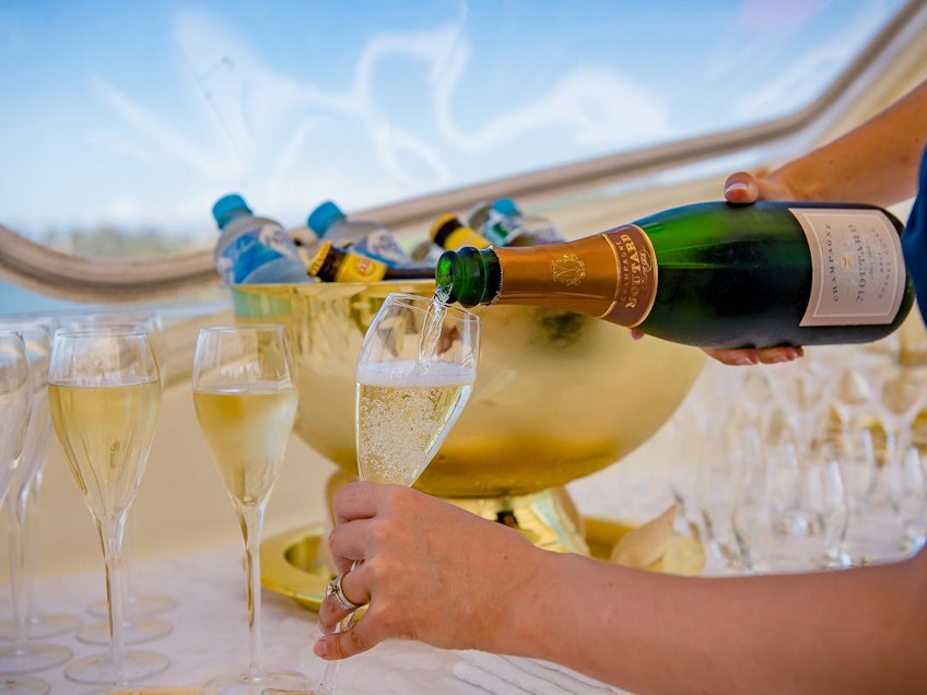 Champagne on PATRIOT 1, a Brisbane and Gold Coast boat hire