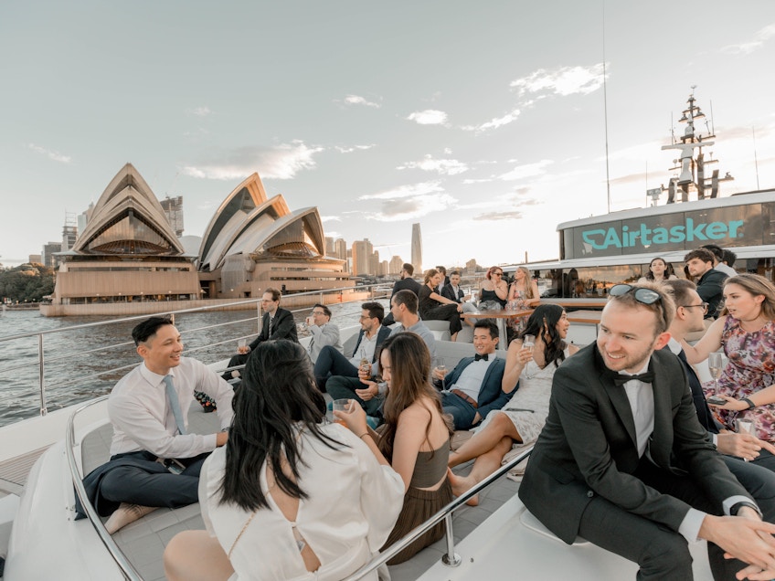 Airtasker group aboard One World, Sydney Harbour luxury boat hire